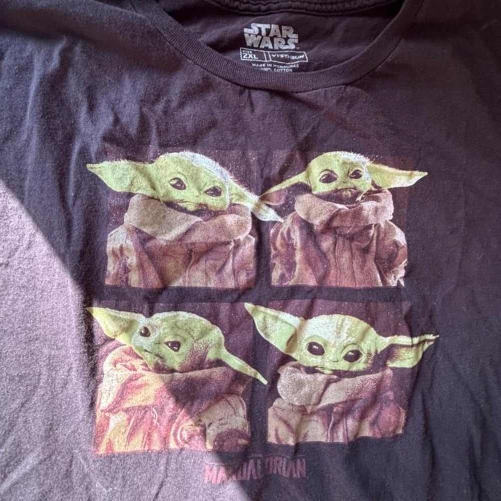 Star Wars The Mandalorian Grogu Baby Yoda Four Panel Graphic T-Shirt Mens 2XL